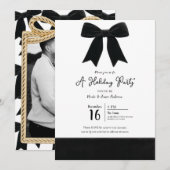 ブラックベルベットの上品なリボン　おしゃれなゴージャスな写真　ホリデーパーティー 招待状 (正面/裏面)