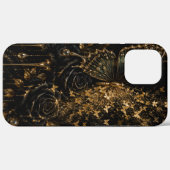 ブラックベルベットノワール蝶の花開くiPhoneケース Case-Mate iPhoneケース (裏面 (横))
