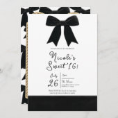 ブラックベルベットボーエレガントプススウィート16写真 招待状 (正面/裏面)