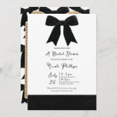 ブラックベルベットボーエレガントポシュフォトブライダルシャワー 招待状 (正面/裏面)