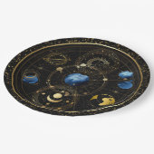 ブラックベルベット金ゴールド天文学 ペーパープレート (アングル)