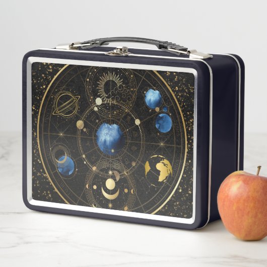 ブラックベルベット金ゴールド天文学 メタルランチボックス (インサイチュ)