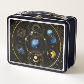 ブラックベルベット金ゴールド天文学 メタルランチボックス (正面)