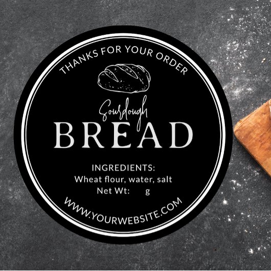 ブラックベーカリーソース生地パンありがとうステッカー ラウンドシール