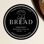 ブラックベーカリーソース生地パンありがとうステッカー ラウンドシール