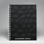 ブラックベーシックジオメトリックモノグラム名前 ノートブック