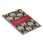 ブラックベージュとブルゴーニュレッドフローラダマスク ノートブック (右側)