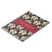 ブラックベージュとブルゴーニュレッドフローラダマスク ノートブック (左側)