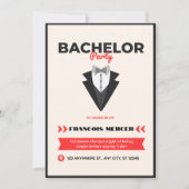 ブラックベージュスタモダングナイトバチュラーパーティ 招待状 (正面)