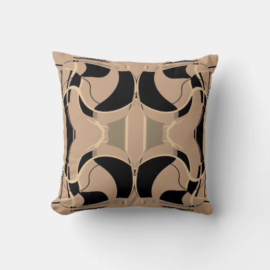 ブラックベージュタイペタン地中海のスクロールモザイク クッション (正面)