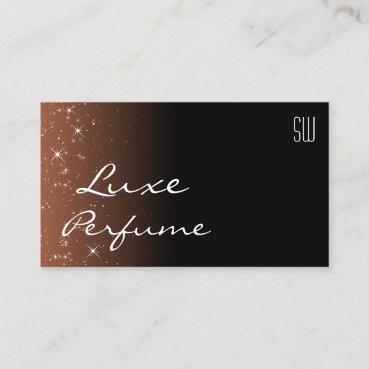 ブラックベージュブラウンシックグリッタースターズウィズモノグラム 名刺 (正面)