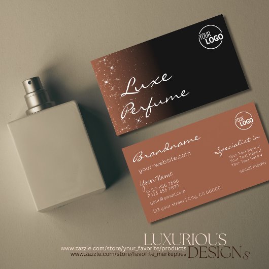 ブラックベージュブラウンスパークルグリッタースターとロゴ 名刺