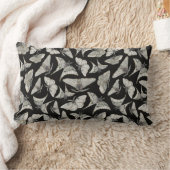 ブラックベージュモスバタフライパターン ランバークッション (ブランケット)