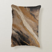 ブラックベージュ金ゴールドマーブル抽象芸術 アクセントクッション (裏面(縦))