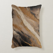 ブラックベージュ金ゴールドマーブル抽象芸術 アクセントクッション (正面(垂直))