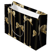 ブラックベースエレガントとゴールデンボウを持つ抱き枕 ラージペーパーバッグ (正面アングル)