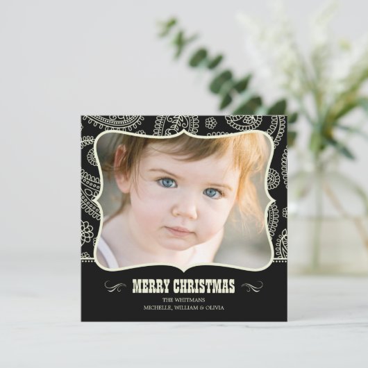 ブラックペイズリーウェスタンクリスマスカード シーズンカード (スタンド正面)