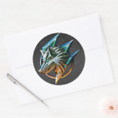 ブラックペイズリーゲーミングオオカミ ラウンドシール (封筒)