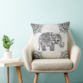 ブラックペイズリーゾウイラストレーション クッション (椅子)