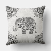 ブラックペイズリーゾウイラストレーション クッション (裏面)