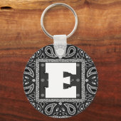 ブラックペイズリーバンダナ誕生日ヒップホップラップのスカーフ キーホルダー (正面)