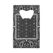 ブラックペイズリーバンダナ誕生日ヒップホップラップのスカーフ クレジットカード栓抜き (正面)