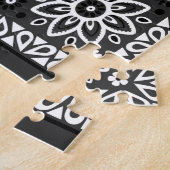 ブラックペイズリーバンダナ誕生日ヒップホップラップのスカーフ ジグソーパズル (側面)