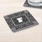 ブラックペイズリーバンダナ誕生日ヒップホップラップのスカーフ ペーパーコースター (アングル)