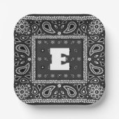 ブラックペイズリーバンダナ誕生日ヒップホップラップのスカーフ ペーパープレート (正面)