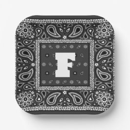 ブラックペイズリーバンダナ誕生日ヒップホップラップのスカーフ ペーパープレート