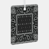 ブラックペイズリーバンダナ誕生日ヒップホップラップのスカーフ メタルオーナメント (正面右)