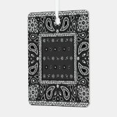 ブラックペイズリーバンダナ誕生日ヒップホップラップのスカーフ メタルオーナメント (正面左)