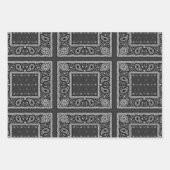 ブラックペイズリーバンダナ誕生日ヒップホップラップのスカーフ ラッピングペーパーシート (正面3)