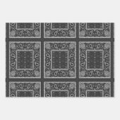 ブラックペイズリーバンダナ誕生日ヒップホップラップのスカーフ ラッピングペーパーシート (正面)