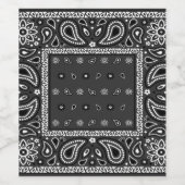 ブラックペイズリーバンダナ誕生日ヒップホップラップのスカーフ ワインラベル (シングルラベル)