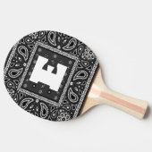 ブラックペイズリーバンダナ誕生日ヒップホップラップのスカーフ 卓球ラケット (横)