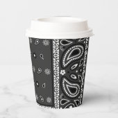 ブラックペイズリーバンダナ誕生日ヒップホップラップのスカーフ 紙コップ (裏面)
