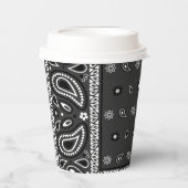 ブラックペイズリーバンダナ誕生日ヒップホップラップのスカーフ 紙コップ (正面)