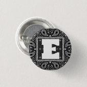 ブラックペイズリーバンダナ誕生日ヒップホップラップのスカーフ 缶バッジ (正面&裏面)