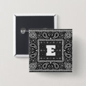 ブラックペイズリーバンダナ誕生日ヒップホップラップのスカーフ 缶バッジ (正面&裏面)