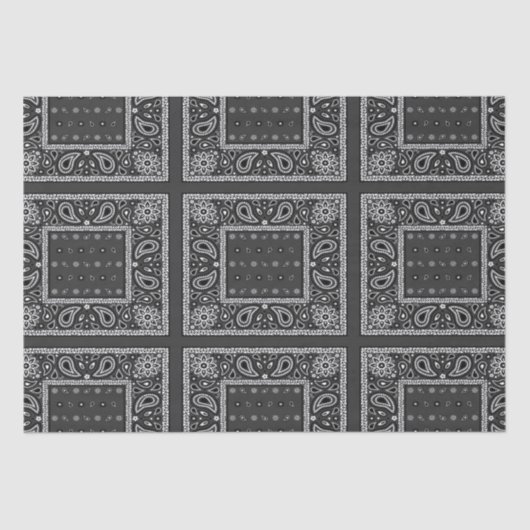 ブラックペイズリーバンダナ誕生日ヒップホップラップのスカーフ 薄葉紙 (正面)