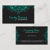 ブラックペイズリー&ティール（緑がかった色） – グリーンフローラレース2 名刺 (正面/裏面)