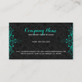 ブラックペイズリー&ティール（緑がかった色） – グリーンフローラレース2 名刺 (裏面)