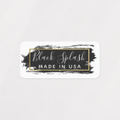 ブラックペイントストローク & モダンゴールドジオメトリック服 ラベル (デザイン2)