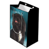 ブラックペキンパーソナライズされたグ犬 ミディアムペーパーバッグ (正面アングル)