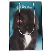 ブラックペキンパーソナライズされたグ犬 ミディアムペーパーバッグ (裏面)