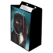 ブラックペキンパーソナライズされたグ犬 ミディアムペーパーバッグ (裏面アングル)