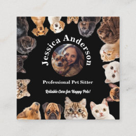 ブラックペットシッターの名刺カスタム写真 スクエア名刺