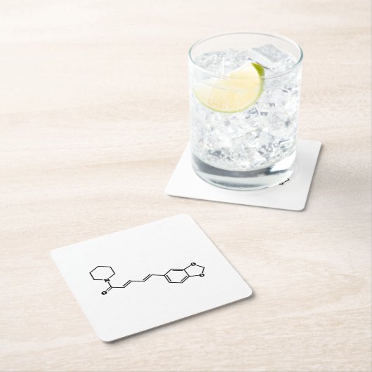 ブラックペッパー・ピペリン分子化学式 スクエアペーパーコースター (インサイチュ)