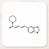ブラックペッパー・ピペリン分子化学式 スクエアペーパーコースター (正面)